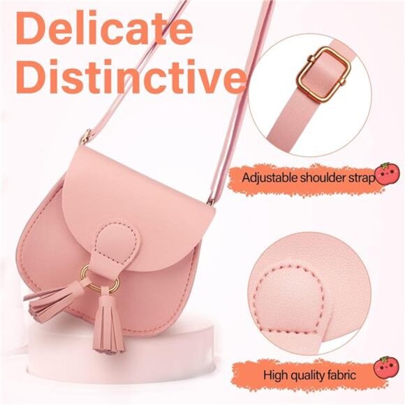 Little Girls Purse: Crossbody Bag with Tassel (Pink): Little Girls' Purse - Picture 3 of 8
